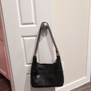 Brighton Black Shoulder Bag with Silver Accents